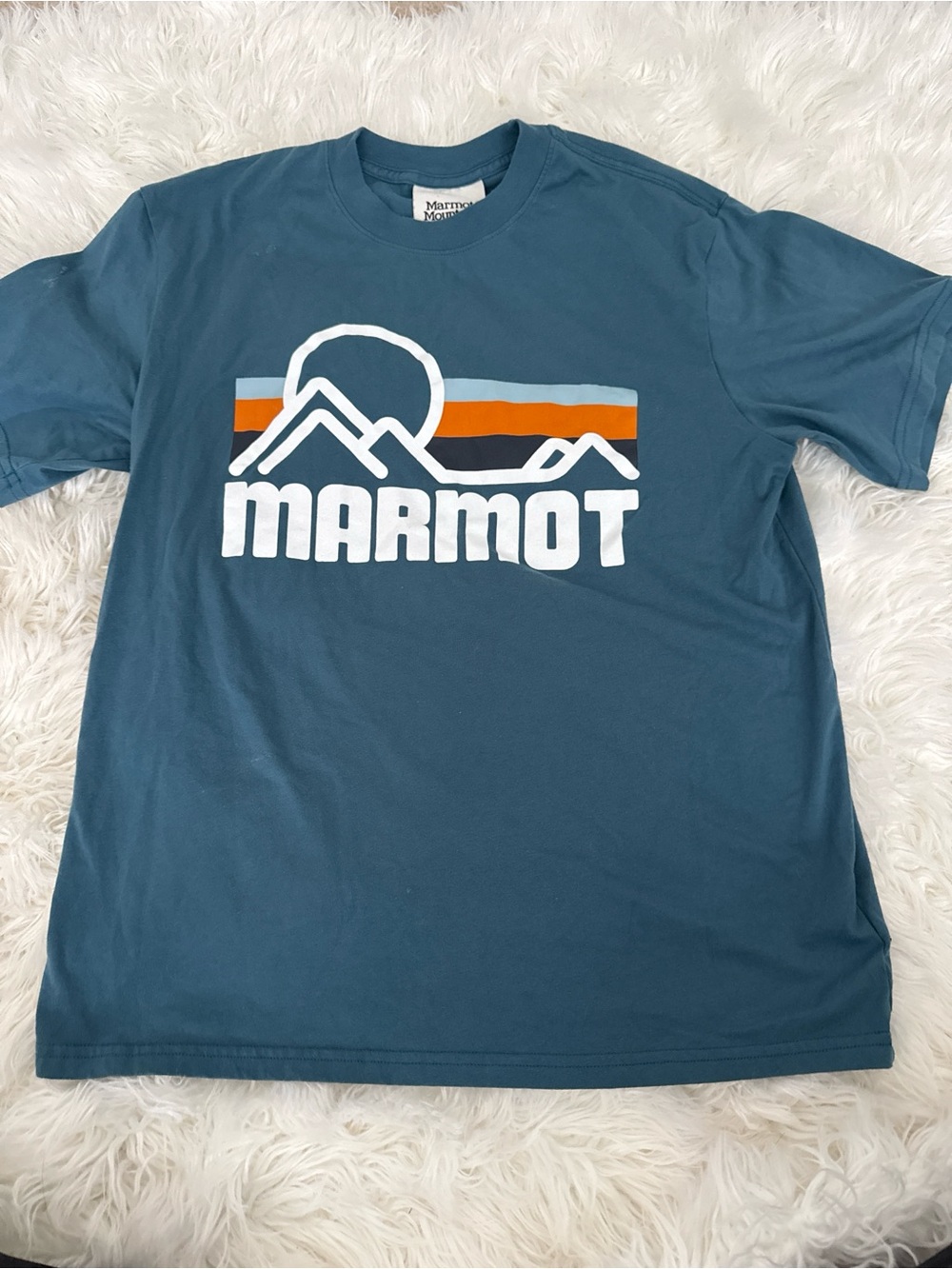 Marmot Teal Graphic Mountain Logo Short Sleeve Tee
